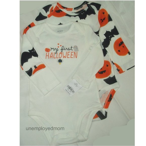 My First Halloween 2 Bodysuits Carters Long Sleeve Tee 1st Top Boys Girls 18M - Picture 2 of 6